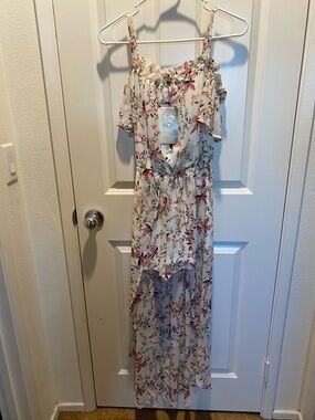 Lily Rose White Floral Off-Shoulder Jumper NWT